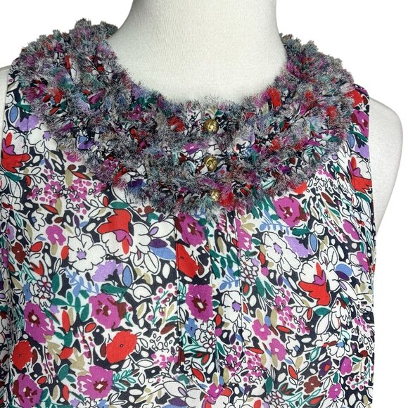 CAbi Liberty Floral Ruffle Neck Keyhole Sleeveless Blouse Top Medium - Picture 5 of 6